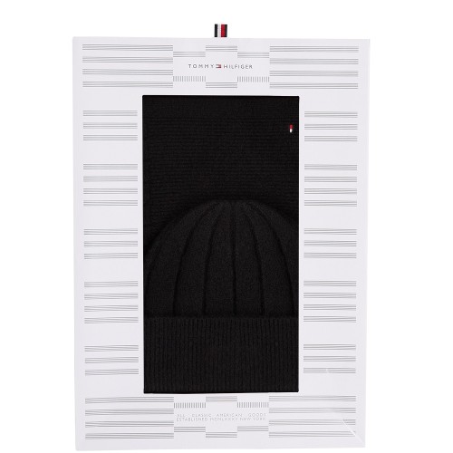 Tommy Hilfiger AW0AW17994-BDS Γυναικείο Σετ Κασκόλ/Σκούφος Μαύρο Th Flag Fluffy Beanie & Scarf Gp