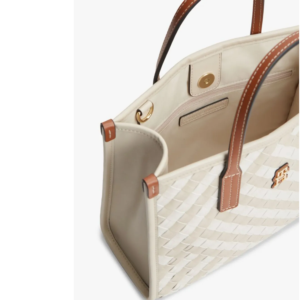 TOMMY HILFIGER</br>Tommy Hilfiger AW0AW18393-0F4 Γυναικεία Τσάντα Χειρός Th City Mini Tote Μπεζ/Ταμπά