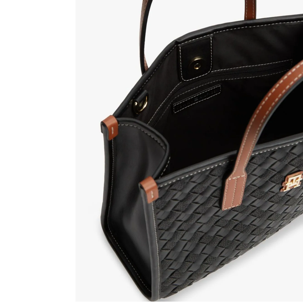 TOMMY HILFIGER</br>Tommy Hilfiger AW0AW18393-0GJ Γυναικεία Τσάντα Χειρός Th City Mini Tote Μαύρο/Ταμπά