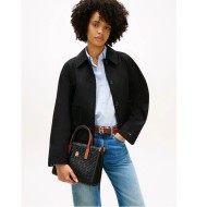 Tommy Hilfiger AW0AW18393-0GJ Γυναικεία Τσάντα Χειρός Th City Mini Tote Μαύρο/Ταμπά Tommy Hilfiger AW0AW18393-0GJ Γυναικεία Τσάντα Χειρός Th City Mini Tote Μαύρο/Ταμπά
