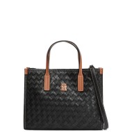 Tommy Hilfiger AW0AW18393-0GJ Γυναικεία Τσάντα Χειρός Th City Mini Tote Μαύρο/Ταμπά