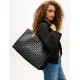 TOMMY HILFIGER</br>Tommy Hilfiger AW0AW18394-0GJ Γυναικεία Τσάντα Ώμου Th City Tote Μαύρο/Ταμπά