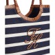 TOMMY HILFIGER</br>Tommy Hilfiger AW0AW18400-0GV Γυναικεία Τσάντα Ώμου Th Elev Summer Tote Stripe Μπλε/Ταμπά