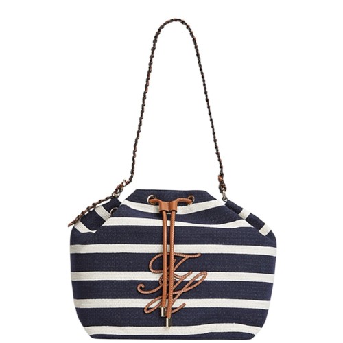 Tommy Hilfiger AW0AW18401-0GY Γυναικεία Τσάντα Ώμου Th Elev Summer Bucket Stripe Μπλε/Ταμπά