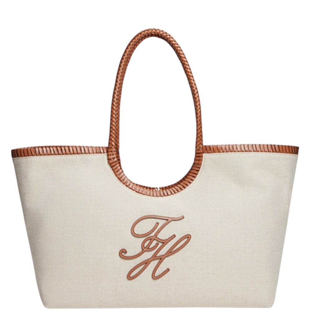 TOMMY HILFIGER</br>Tommy Hilfiger AW0AW18629-0F4 Γυναικεία Τσάντα Ώμου Th Elev Summer Maxi Tote Canvas Μπεζ/Ταμπά