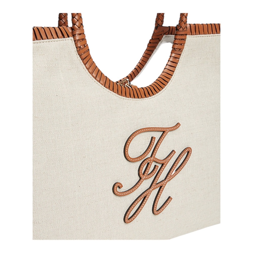 TOMMY HILFIGER</br>Tommy Hilfiger AW0AW18629-0F4 Γυναικεία Τσάντα Ώμου Th Elev Summer Maxi Tote Canvas Μπεζ/Ταμπά