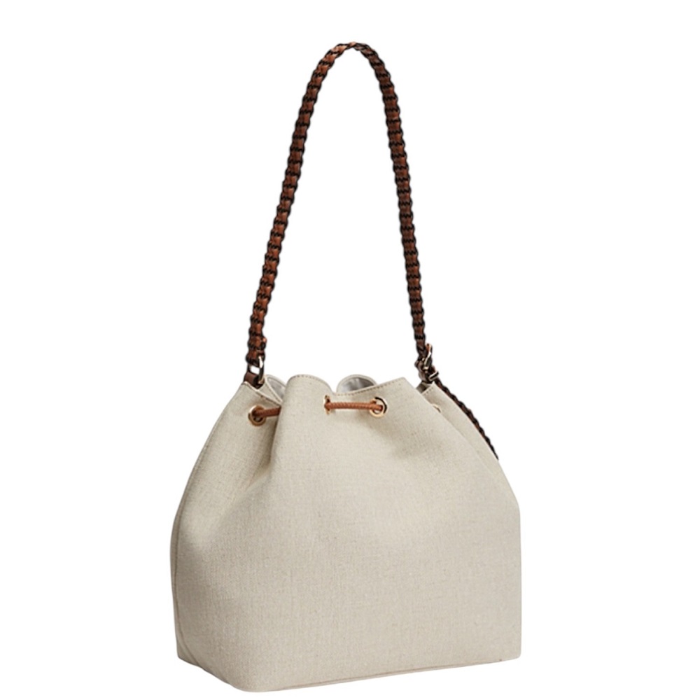 TOMMY HILFIGER</br>Tommy Hilfiger AW0AW18631-0F4 Γυναικεία Τσάντα Ώμου Th Elev Summer Bucket Canvas Μπεζ/Ταμπά