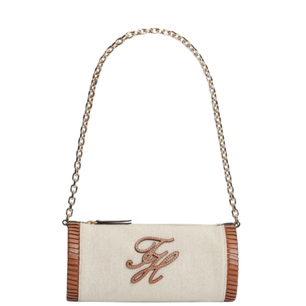 TOMMY HILFIGER</br>Tommy Hilfiger AW0AW18635-0F4 Γυναικεία Τσάντα Th Elen Summer Chain Canvas Μπεζ/Ταμπά