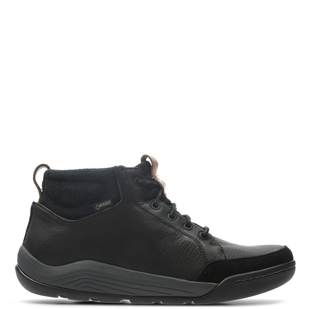 CLARKS</br>Ανδρικά Μποτάκια Μαύρο Δέρμα Gore-Tex® ASHCOMBE MID GTX Clarks