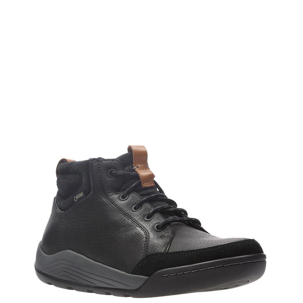 CLARKS</br>Ανδρικά Μποτάκια Μαύρο Δέρμα Gore-Tex® ASHCOMBE MID GTX Clarks