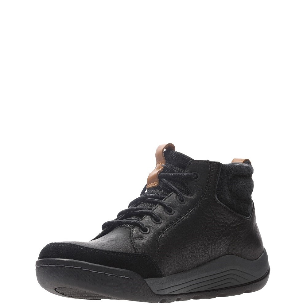 CLARKS</br>Ανδρικά Μποτάκια Μαύρο Δέρμα Gore-Tex® ASHCOMBE MID GTX Clarks