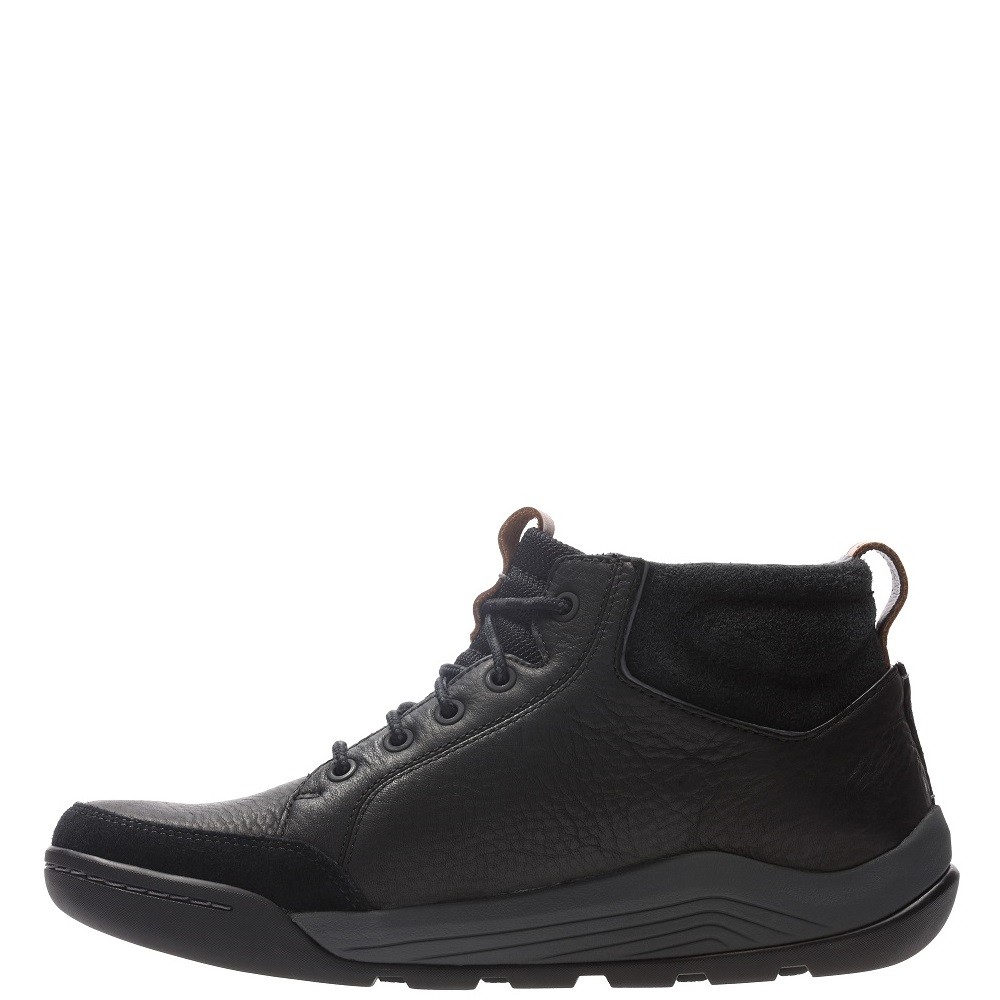 CLARKS</br>Ανδρικά Μποτάκια Μαύρο Δέρμα Gore-Tex® ASHCOMBE MID GTX Clarks