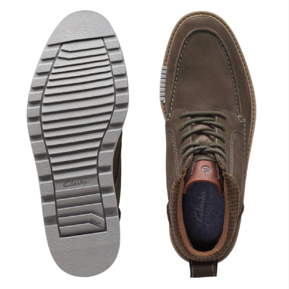 CLARKS</br>Ανδρικά Μποτάκια Γκρι Suede BARNES MID Clarks