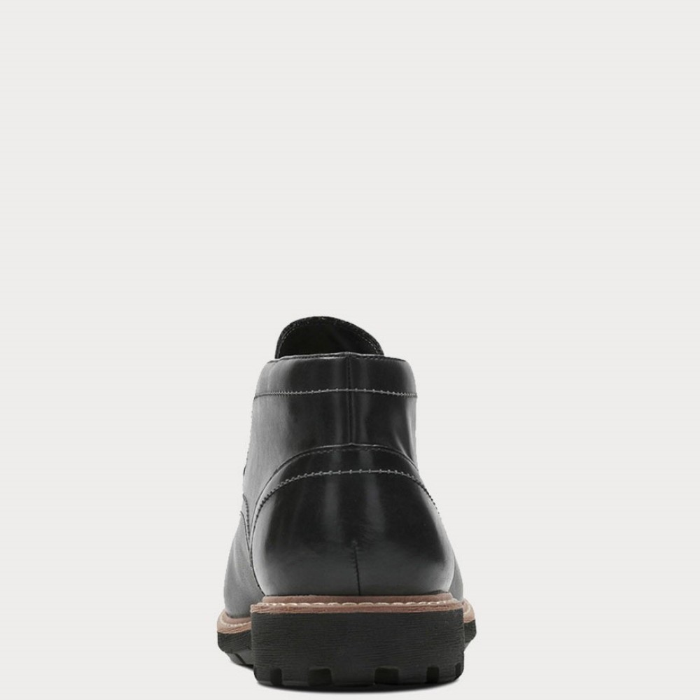 CLARKS</br>Ανδρικά Μποτάκια Μαύρο Δέρμα BATCOMBE LO Clarks