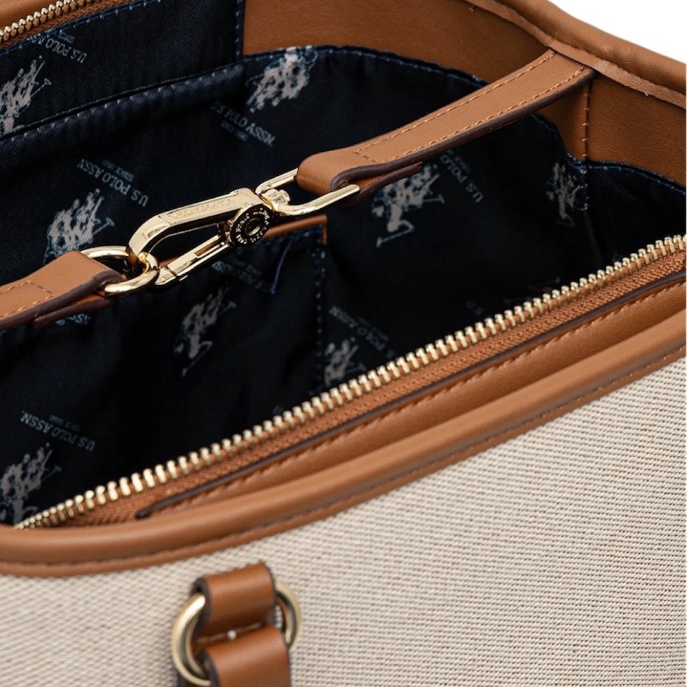 U.S. POLO ASSN.</br>Γυναικεία Τσάντα Ώμου Εκρού/Ταμπά  BEUQM8637WC2-517 MARPLE U.s. Polo Assn