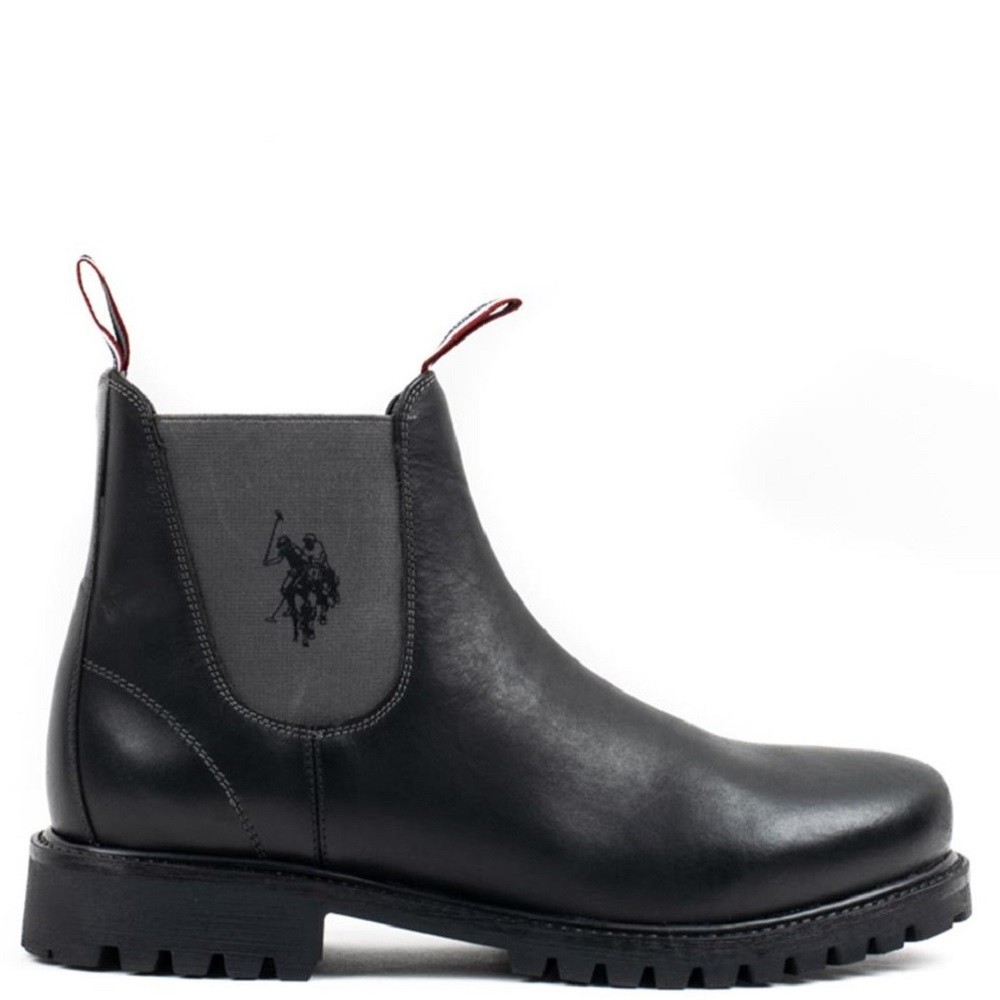 U.S. POLO ASSN.</br>Ανδρικά Μποτάκια Μαύρο Δέρμα Chelsea BORAL002-LTH-BLK U.S. Polo Assn.