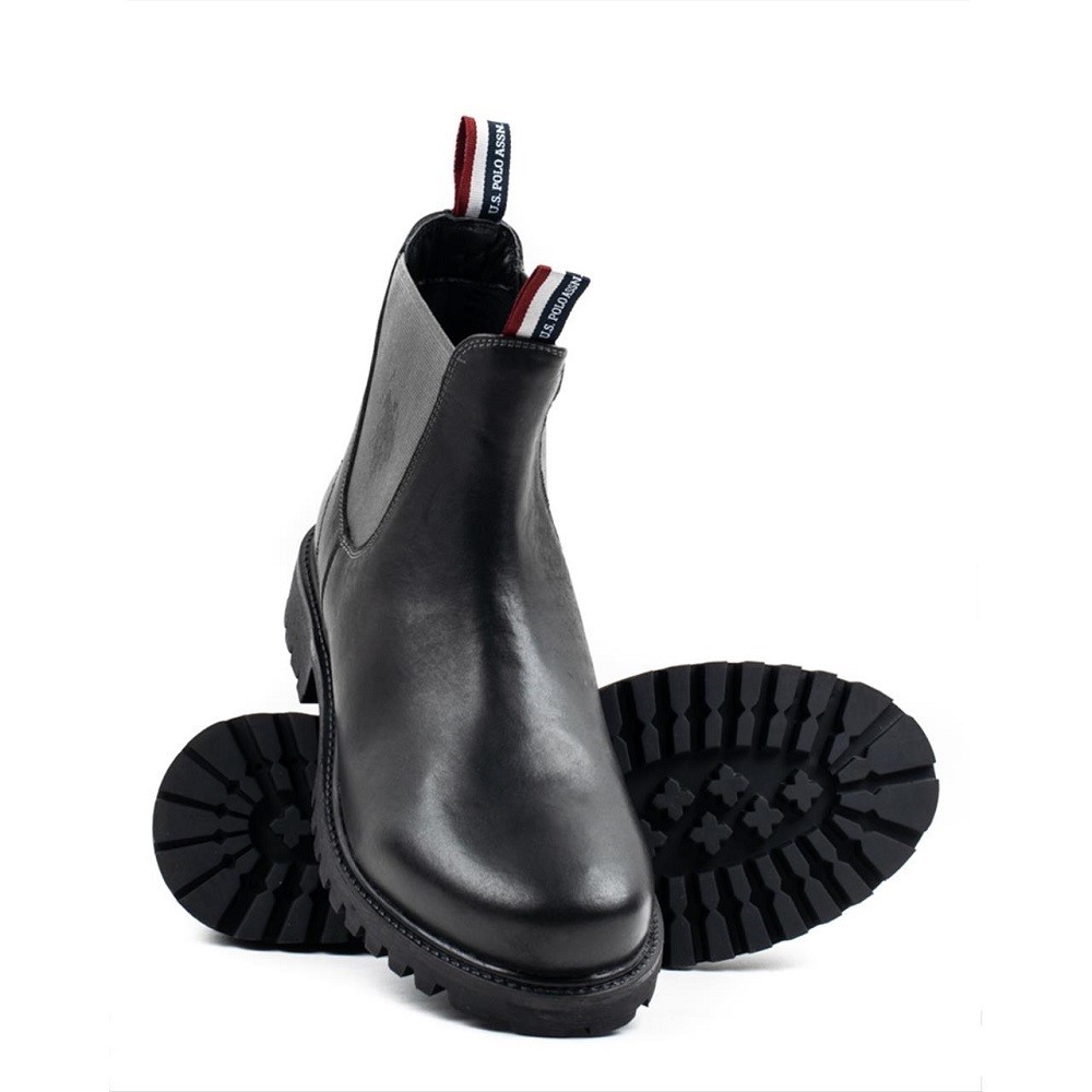 U.S. POLO ASSN.</br>Ανδρικά Μποτάκια Μαύρο Δέρμα Chelsea BORAL002-LTH-BLK U.S. Polo Assn.