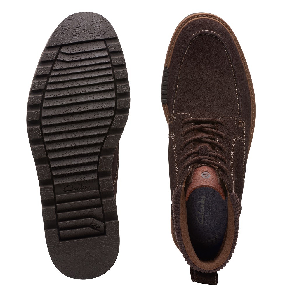 CLARKS</br>Ανδρικά Μποτάκια Καφέ Suede BARNES MID Clarks
