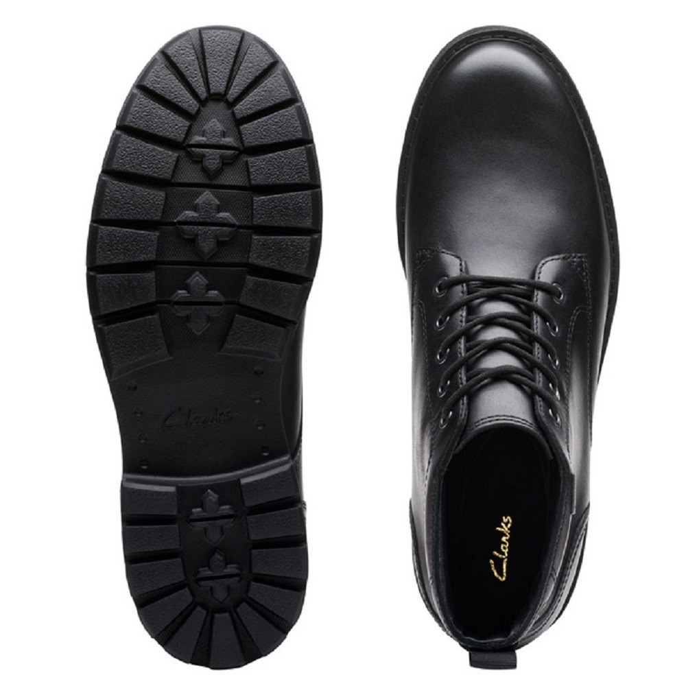 CLARKS</br>Ανδρικά Μποτάκια Μαύρο Δέρμα BATCOMBE MIX Clarks CLARKS</br>Ανδρικά Μποτάκια Μαύρο Δέρμα BATCOMBE MIX Clarks