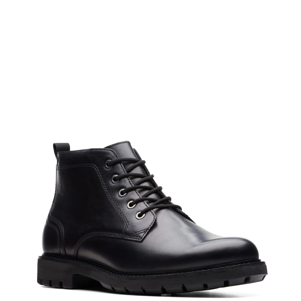 CLARKS</br>Ανδρικά Μποτάκια Μαύρο Δέρμα BATCOMBE MIX Clarks CLARKS</br>Ανδρικά Μποτάκια Μαύρο Δέρμα BATCOMBE MIX Clarks