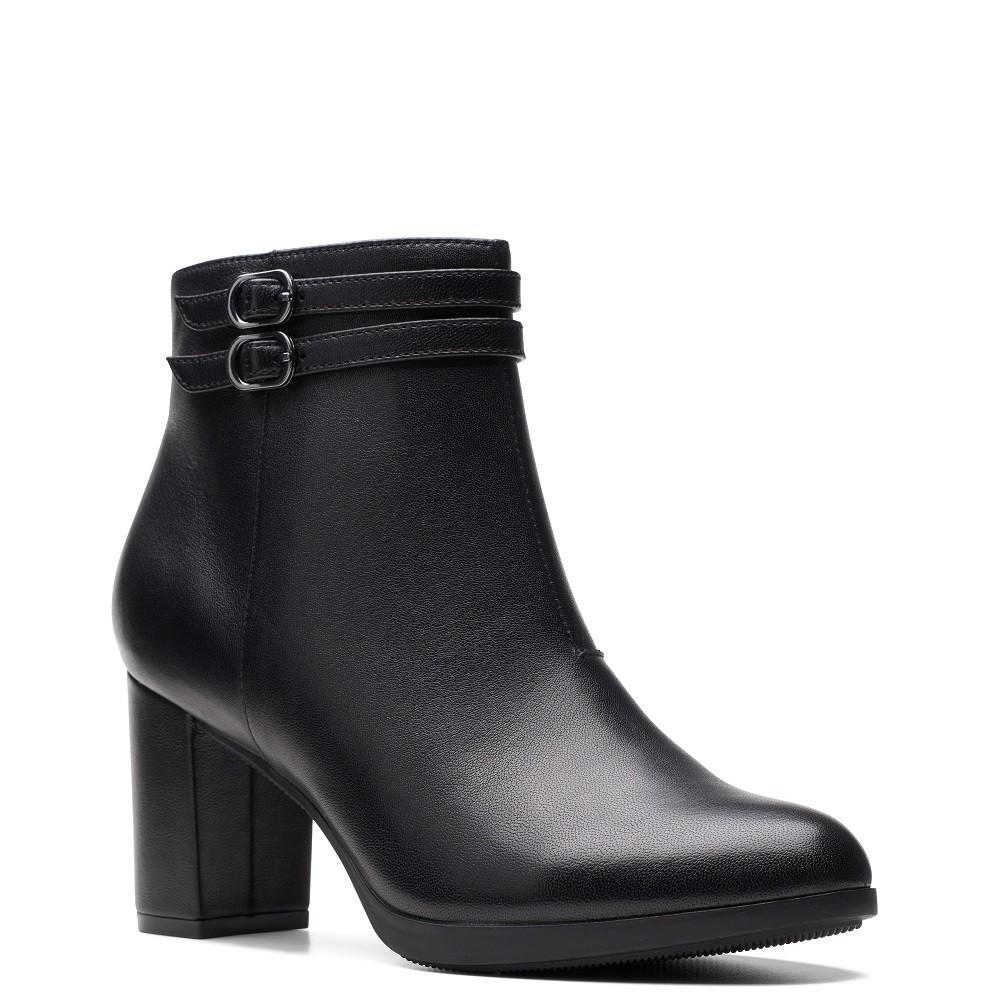 CLARKS</br>Γυναικεία Μποτάκια Μαύρο Δέρμα BAYLA LIGHT Clarks