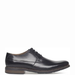 Ανδρικά Δετά Παπούτσια Μαύρο Δέρμα BECKEN PLAIN Clarks