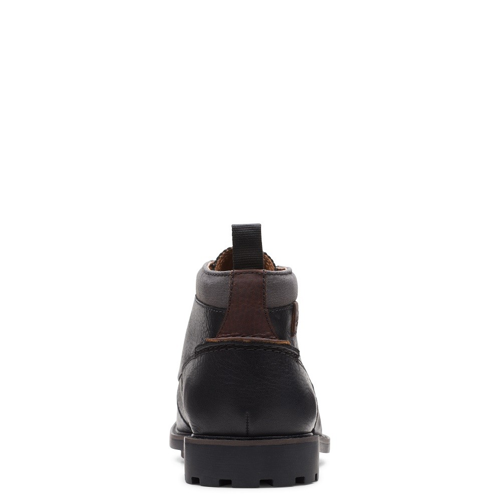 CLARKS</br>Ανδρικά Μποτάκια Μαύρο Δέρμα BONZER MID Clarks