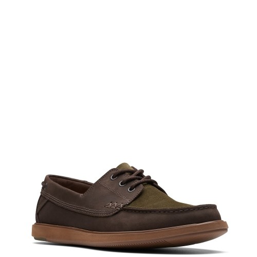 Ανδρικά Boat-shoes/Ιστιοπλοϊκά Καφέ Δέρμα Nubuck BRATTON BOAT Clarks