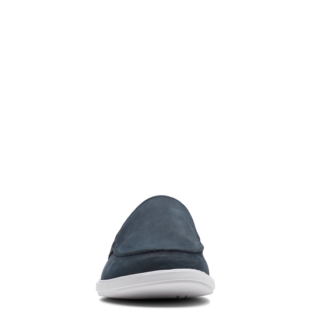 CLARKS</br>Ανδρικά Μοκασίνια/Loafers Μπλε Δέρμα Nubuck BRATTON LOAFER Clarks
