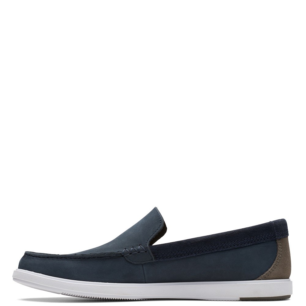 CLARKS</br>Ανδρικά Μοκασίνια/Loafers Μπλε Δέρμα Nubuck BRATTON LOAFER Clarks