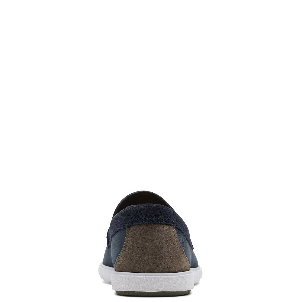 CLARKS</br>Ανδρικά Μοκασίνια/Loafers Μπλε Δέρμα Nubuck BRATTON LOAFER Clarks