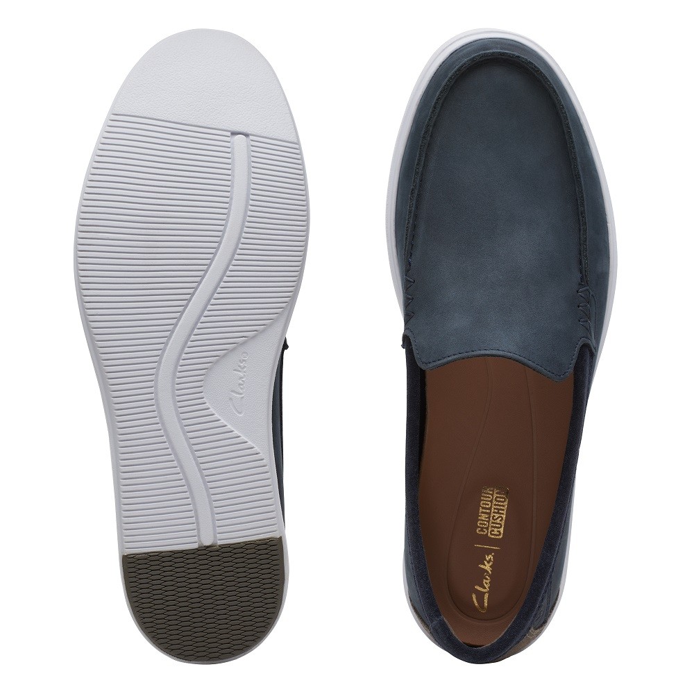 CLARKS</br>Ανδρικά Μοκασίνια/Loafers Μπλε Δέρμα Nubuck BRATTON LOAFER Clarks