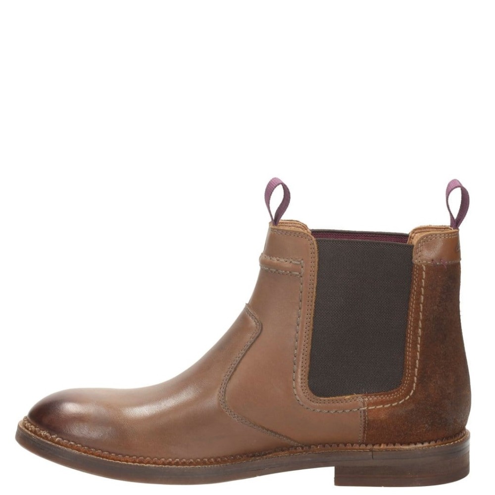 CLARKS</br>Ανδρικά Μποτάκια Ταμπά Δέρμα Chelsea BUSHWICK HI Clarks