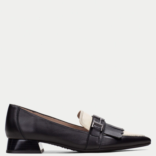 Γυναικεία Loafers Μαύρο/Εκρού Δέρμα CHI243573 Hispanitas