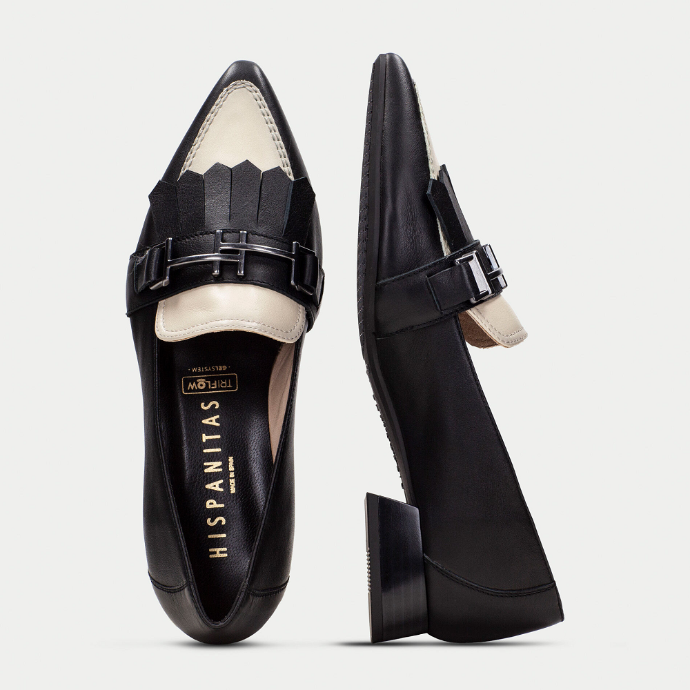 HISPANITAS</br>Γυναικεία Loafers Μαύρο/Εκρού Δέρμα CHI243573 Hispanitas HISPANITAS</br>Γυναικεία Loafers Μαύρο/Εκρού Δέρμα CHI243573 Hispanitas