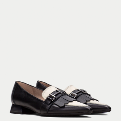 Γυναικεία Loafers Μαύρο/Εκρού Δέρμα CHI243573 Hispanitas