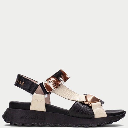 Hispanitas CHV264807 Γυναικεία Σανδάλια Μαύρο Pony Leather