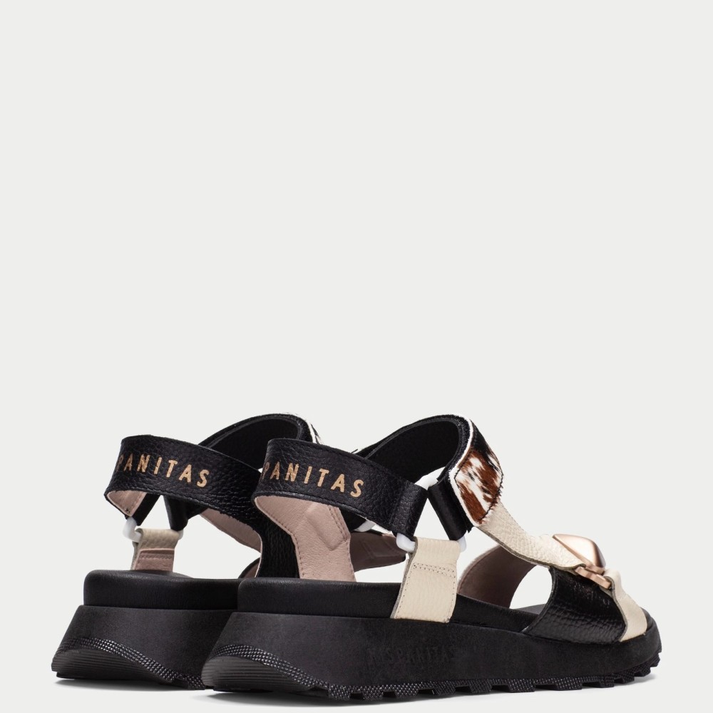 HISPANITAS</br>Hispanitas CHV264807 Γυναικεία Σανδάλια Μαύρο Pony Leather