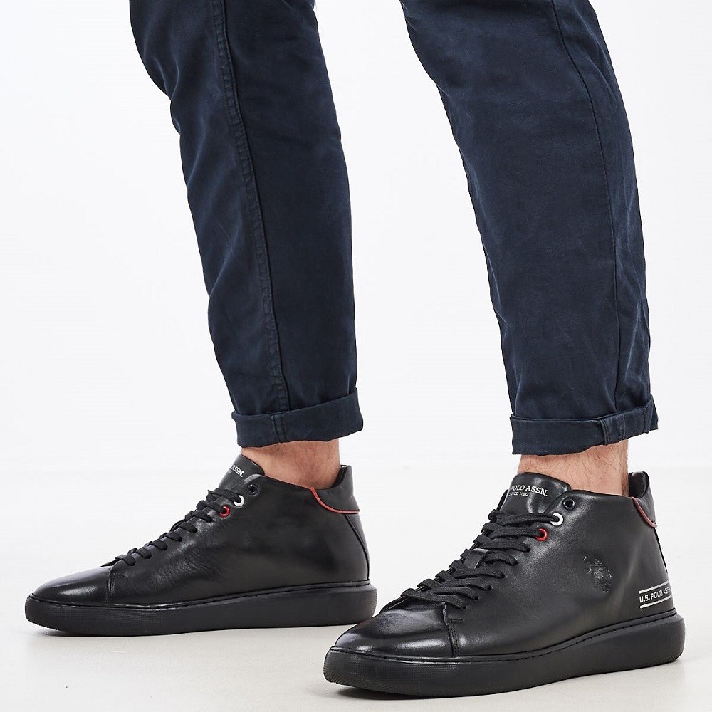 U.S. POLO ASSN.</br>Ανδρικά Μποτάκια Μαύρο Δέρμα CRYME004-LTH-BLK U.S. Polo Assn.