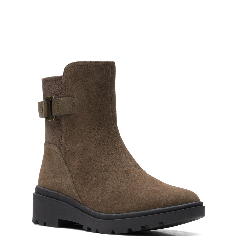 CLARKS</br>Γυναικεία Μποτάκια Λαδί Suede CALLA MID Clarks CLARKS</br>Γυναικεία Μποτάκια Λαδί Suede CALLA MID Clarks