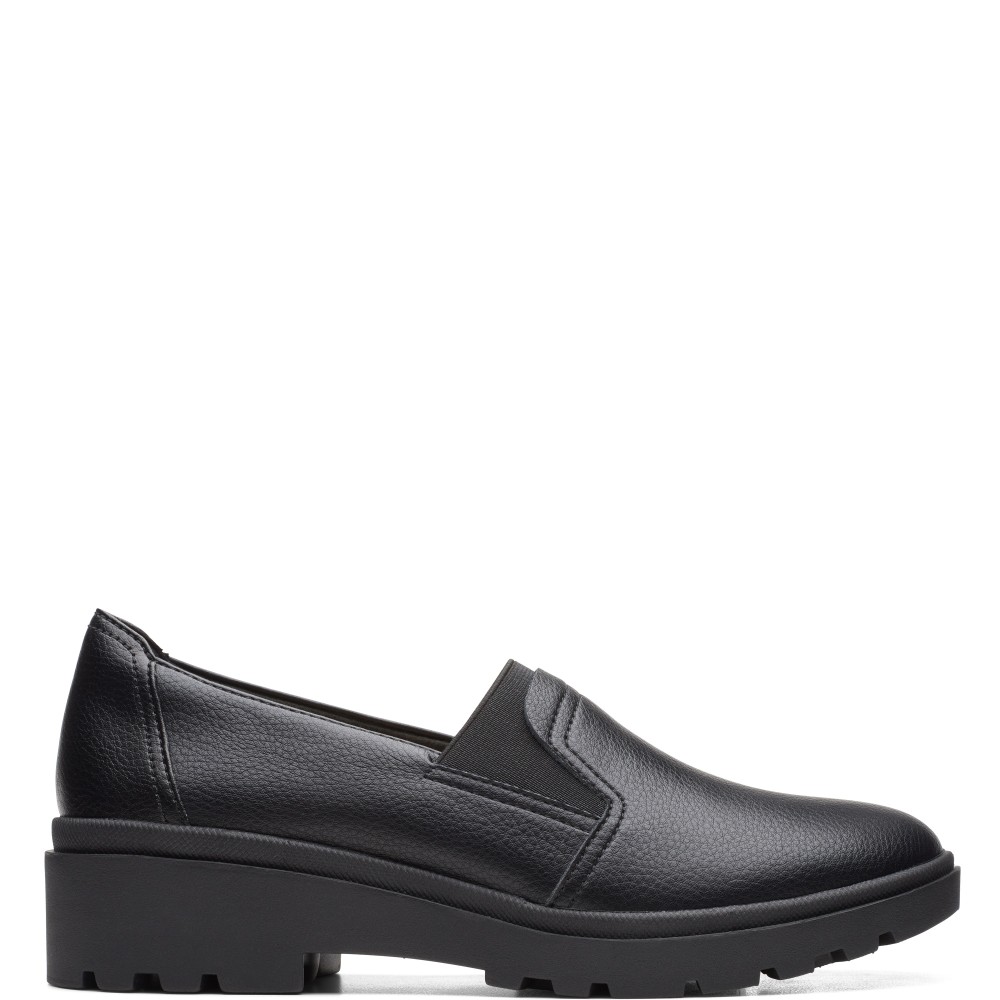 CLARKS</br>Γυναικεία Μοκασίνια Μαύρο Δέρμα CALLA RAE 