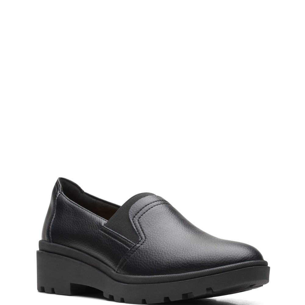 CLARKS</br>Γυναικεία Μοκασίνια Μαύρο Δέρμα CALLA RAE 