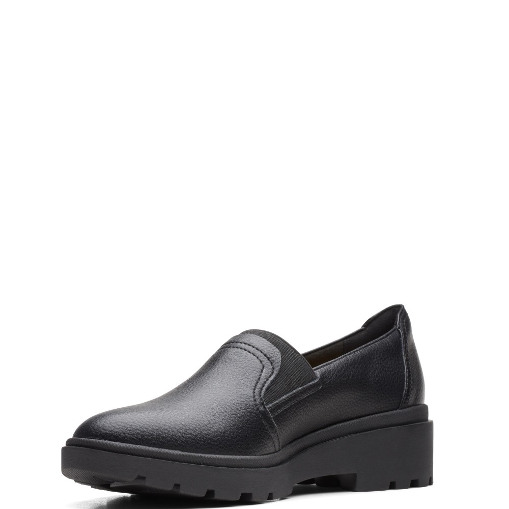 CLARKS</br>Γυναικεία Μοκασίνια Μαύρο Δέρμα CALLA RAE 