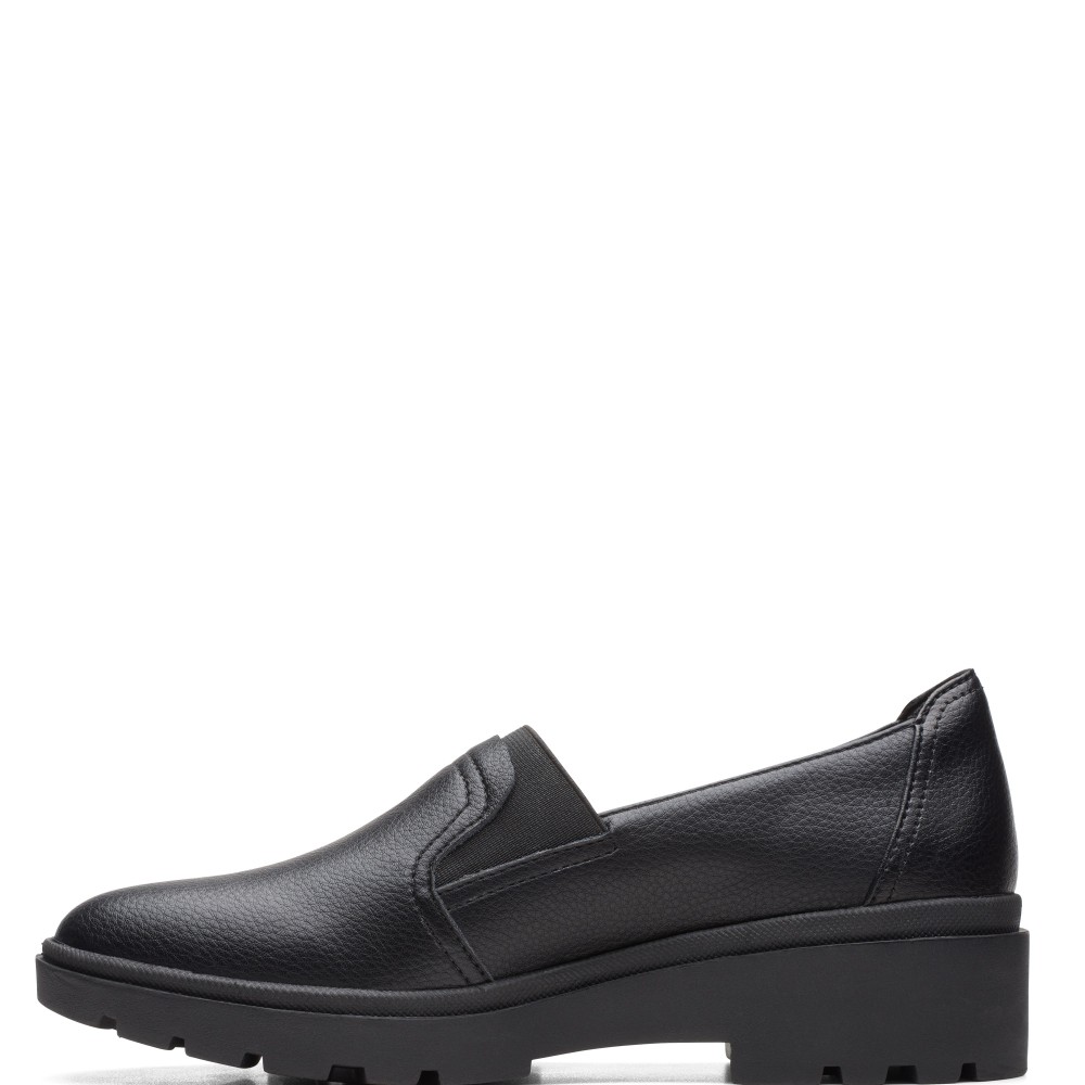 CLARKS</br>Γυναικεία Μοκασίνια Μαύρο Δέρμα CALLA RAE 