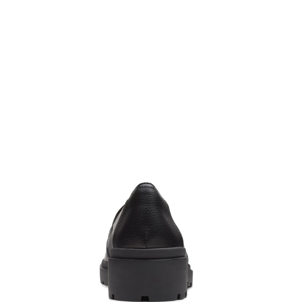 CLARKS</br>Γυναικεία Μοκασίνια Μαύρο Δέρμα CALLA RAE 