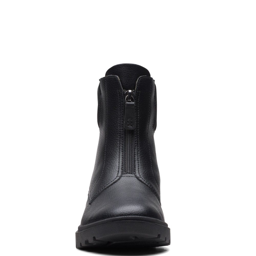 CLARKS</br>Γυναικεία Μποτάκια Μαύρο Δέρμα CALLA ZIP Clarks CLARKS</br>Γυναικεία Μποτάκια Μαύρο Δέρμα CALLA ZIP Clarks
