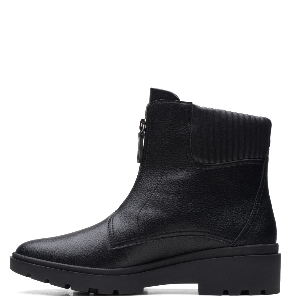 CLARKS</br>Γυναικεία Μποτάκια Μαύρο Δέρμα CALLA ZIP Clarks CLARKS</br>Γυναικεία Μποτάκια Μαύρο Δέρμα CALLA ZIP Clarks