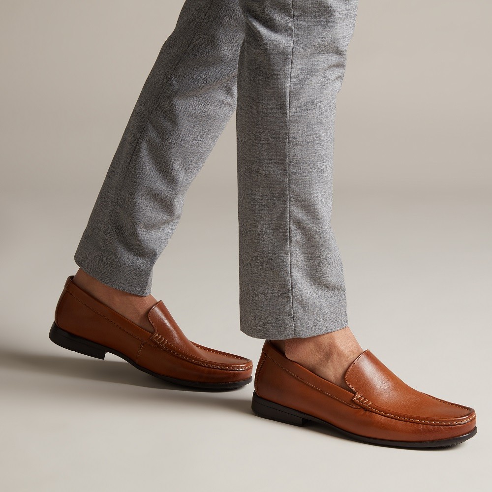 CLARKS</br>Ανδρικά Μοκασίνια Ταμπά Δέρμα CLAUDE PLAIN Clarks