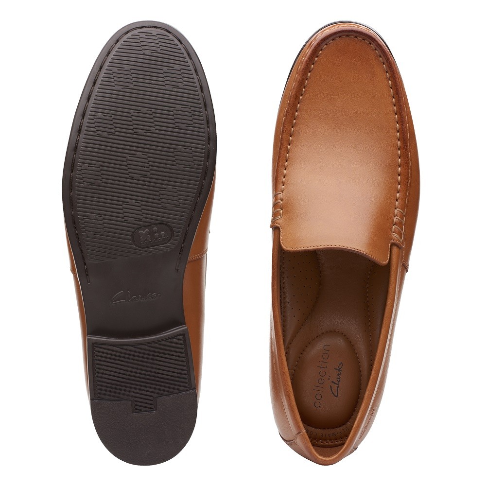 CLARKS</br>Ανδρικά Μοκασίνια Ταμπά Δέρμα CLAUDE PLAIN Clarks