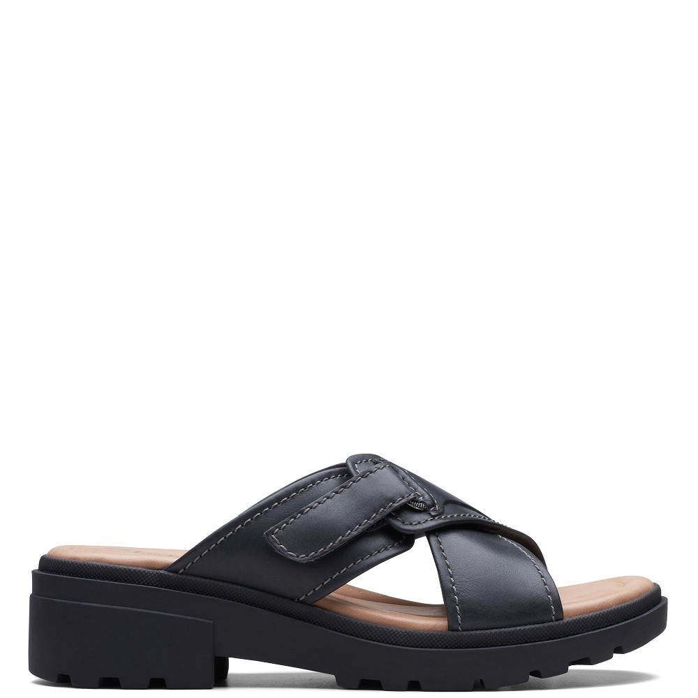 CLARKS</br>Γυναικεία Σανδάλια Μαύρο Δέρμα COAST CROSS Clarks
